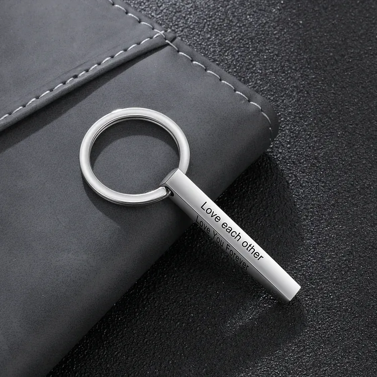 Personalised Stainless Steel Keychain Customised 4 Texts Keyring Gift for Him/Her-Jessemade AU