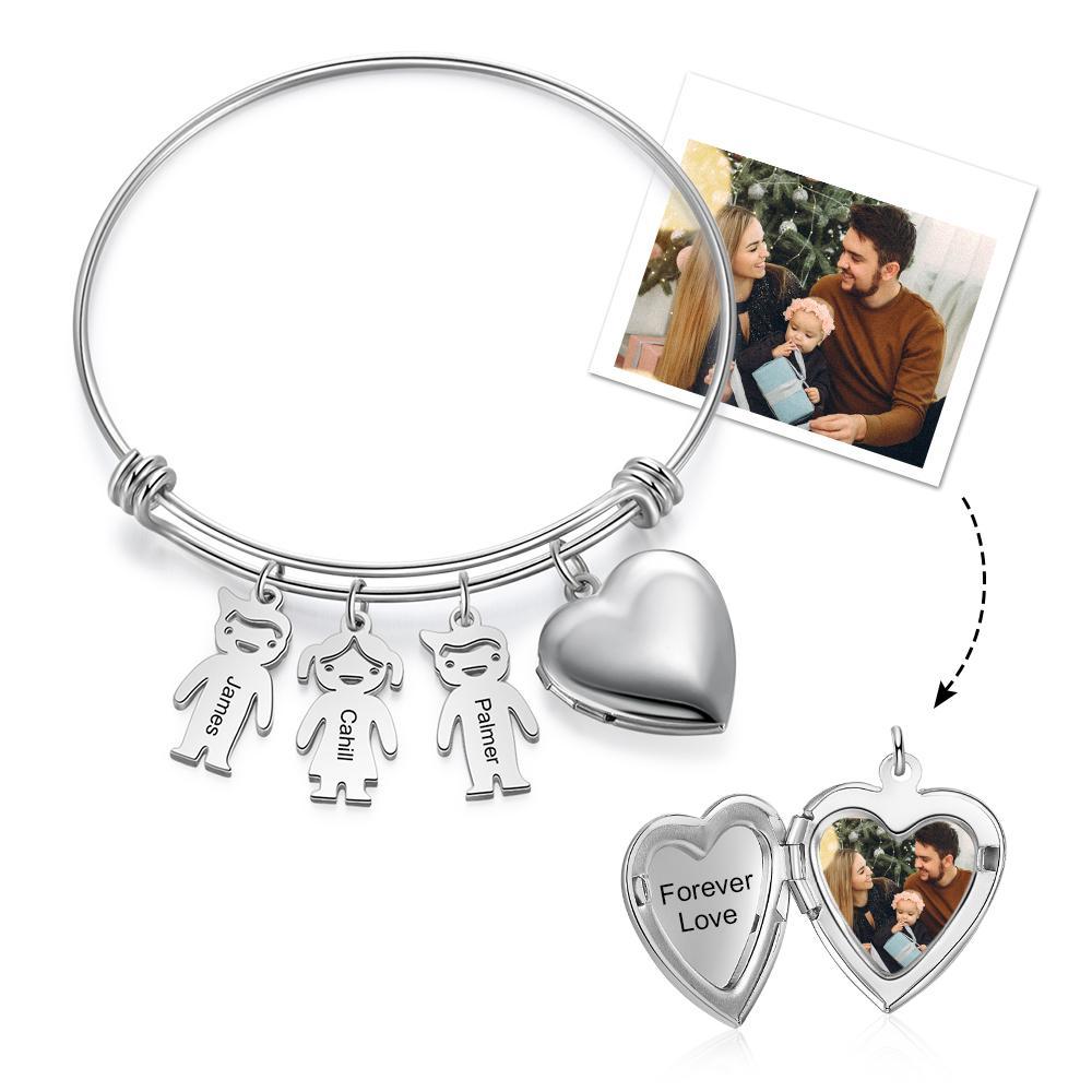 Personalised Heart Photo Locket Bracelet Custom Photo Bracelet Gifts For Mother-Jessemade AU