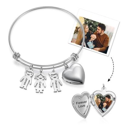 Personalised Heart Photo Locket Bracelet Custom Photo Bracelet Gifts For Mother-Jessemade AU