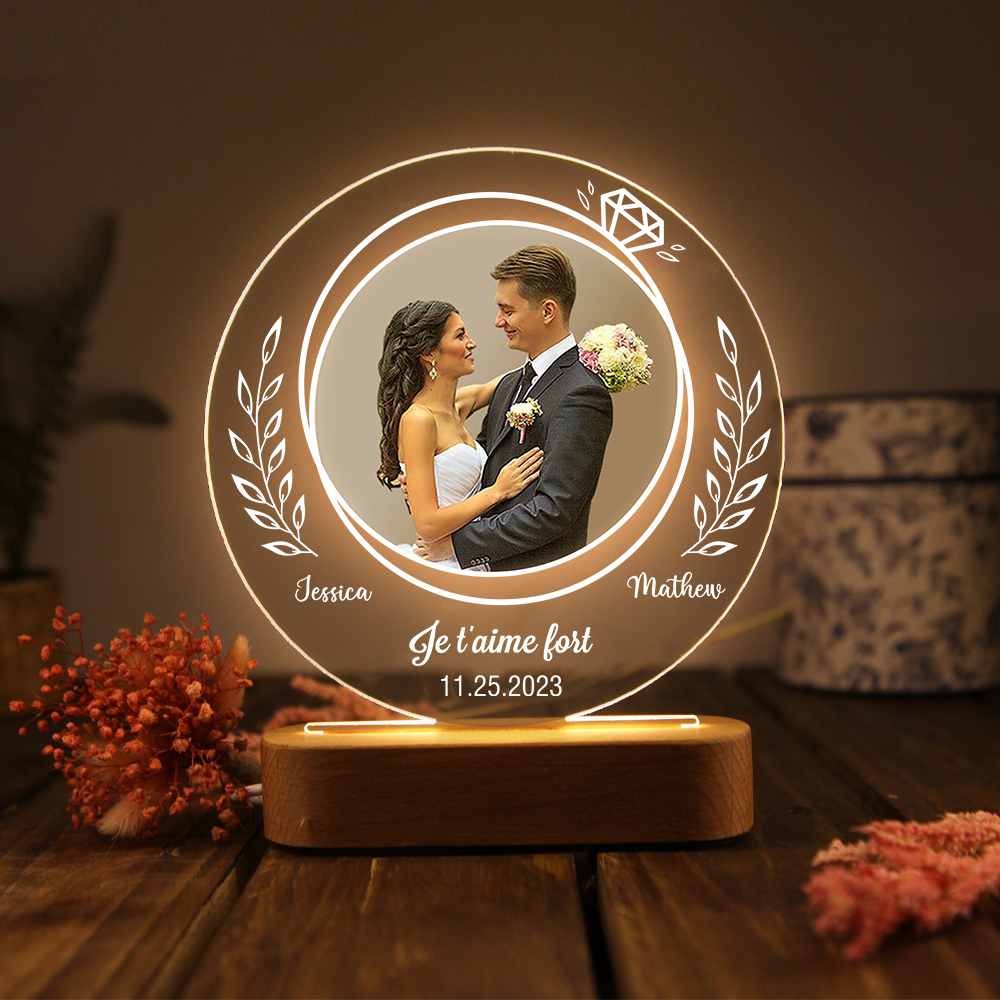 Personalised Couple Photo Night Light Customised 2 Names & Date & Text LED Lamp Romantic Gifts for Him/Her-Jessemade AU