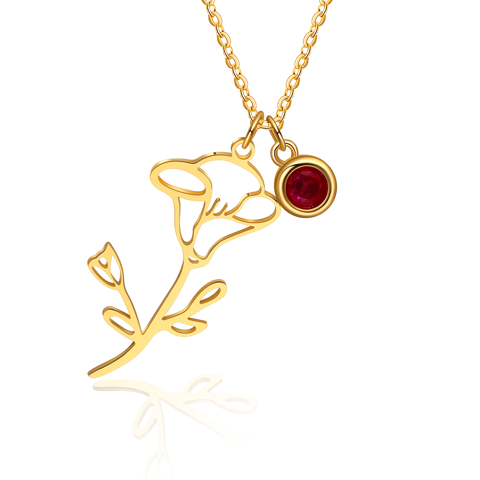 Personalised Flowers Necklace With 1 Birthstones Best Gift For Women-Jessemade AU