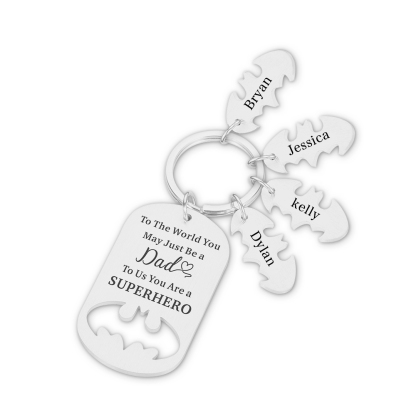 Dad Keychain You Are A Superhero Personalised 4 Names Bat Keychain Gifts for Batman Dad-Jessemade AU
