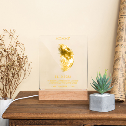 Personalised Acrylic Night Light Custom Date & Moon Phase & Text LED Lamp Gifts For Mother/Grandma-Jessemade AU