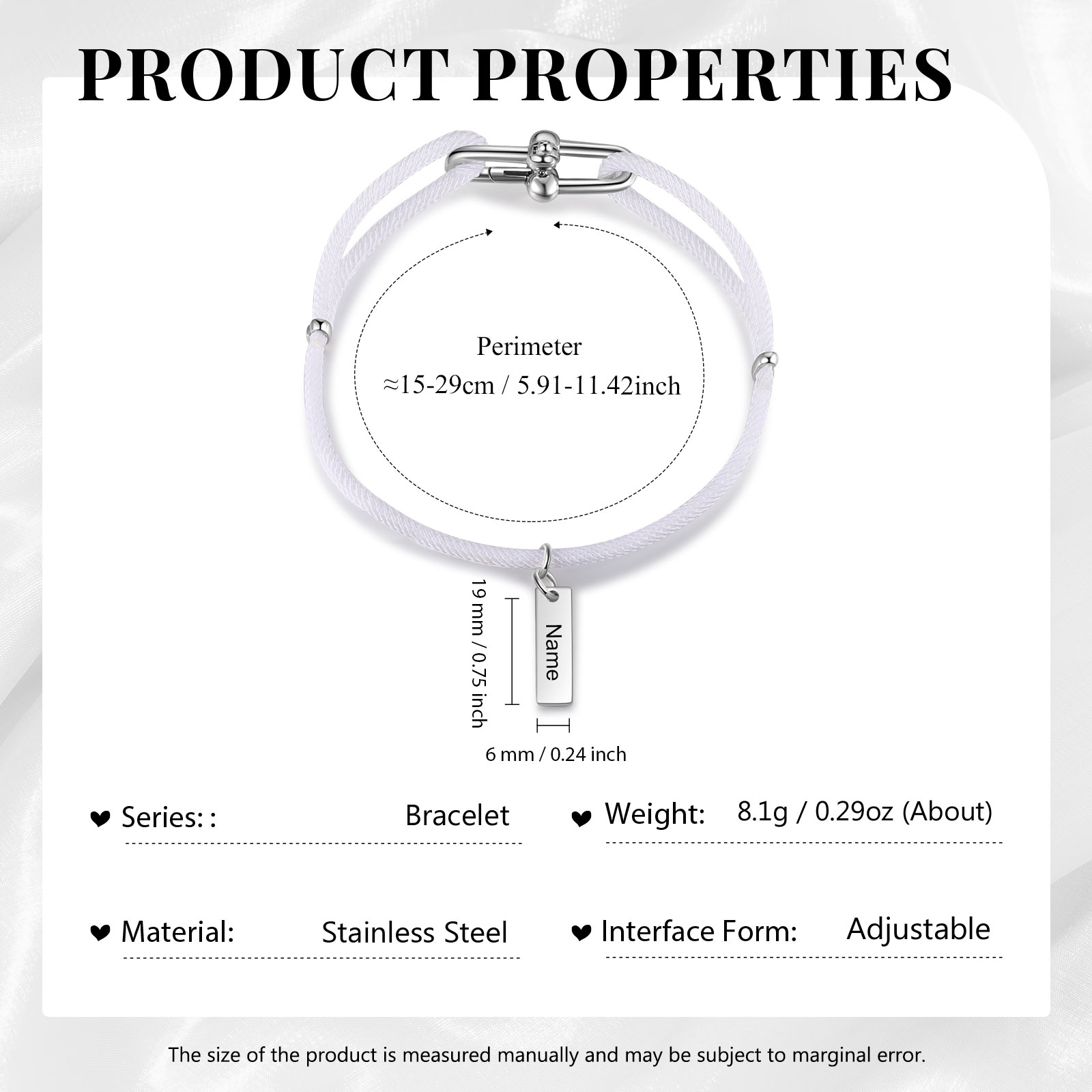 Custom 1 Name Bracelet Adjustable Bracelet Black/White Bracelet Personalised Gift for Him/Her-Jessemade AU