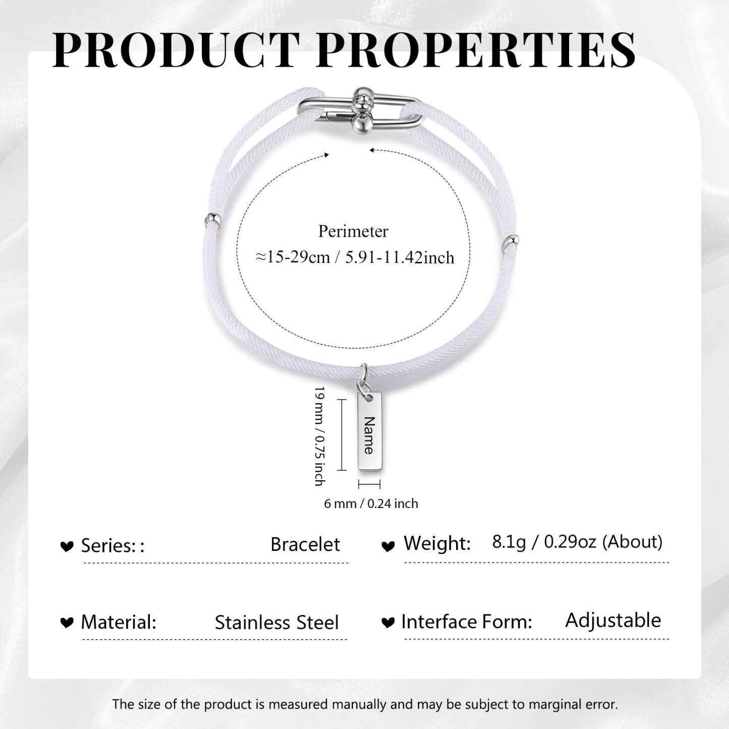 Custom 1 Name Bracelet Adjustable Bracelet Black/White Bracelet Personalised Gift for Him/Her-Jessemade AU