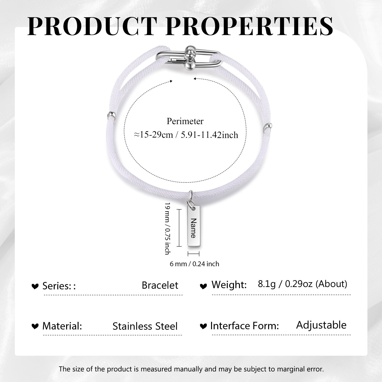 Custom 1 Name Bracelet Adjustable Bracelet Black/White Bracelet Personalised Gift for Him/Her-Jessemade AU