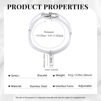 Custom 1 Name Bracelet Adjustable Bracelet Black/White Bracelet Personalised Gift for Him/Her-Jessemade AU