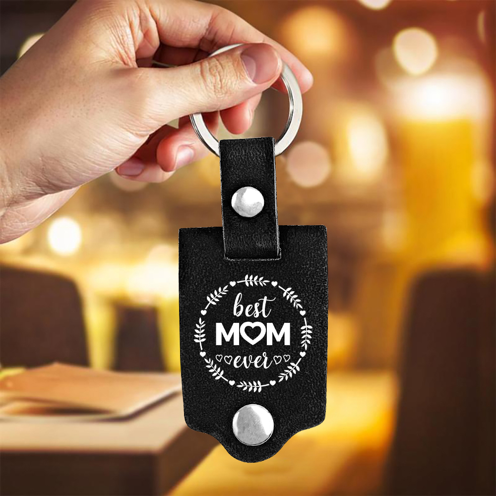 Personalised Leather Keychain Custom Photo & 2 Names Keychain Gifts For Her - Best Mom Ever-Jessemade AU