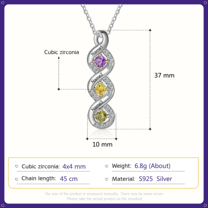 Personalised DNA Necklace With 3 Birthstones Engraved Names Gift For Women-Jessemade AU
