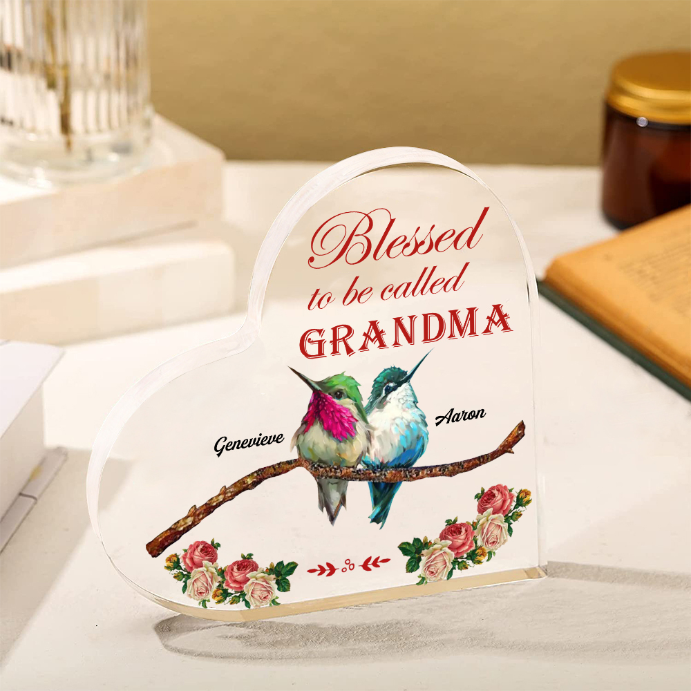 Acrylic Heart Keepsake Custom 3 Names Birds Decor Personalised Gifts for Grandma Mum-Jessemade AU