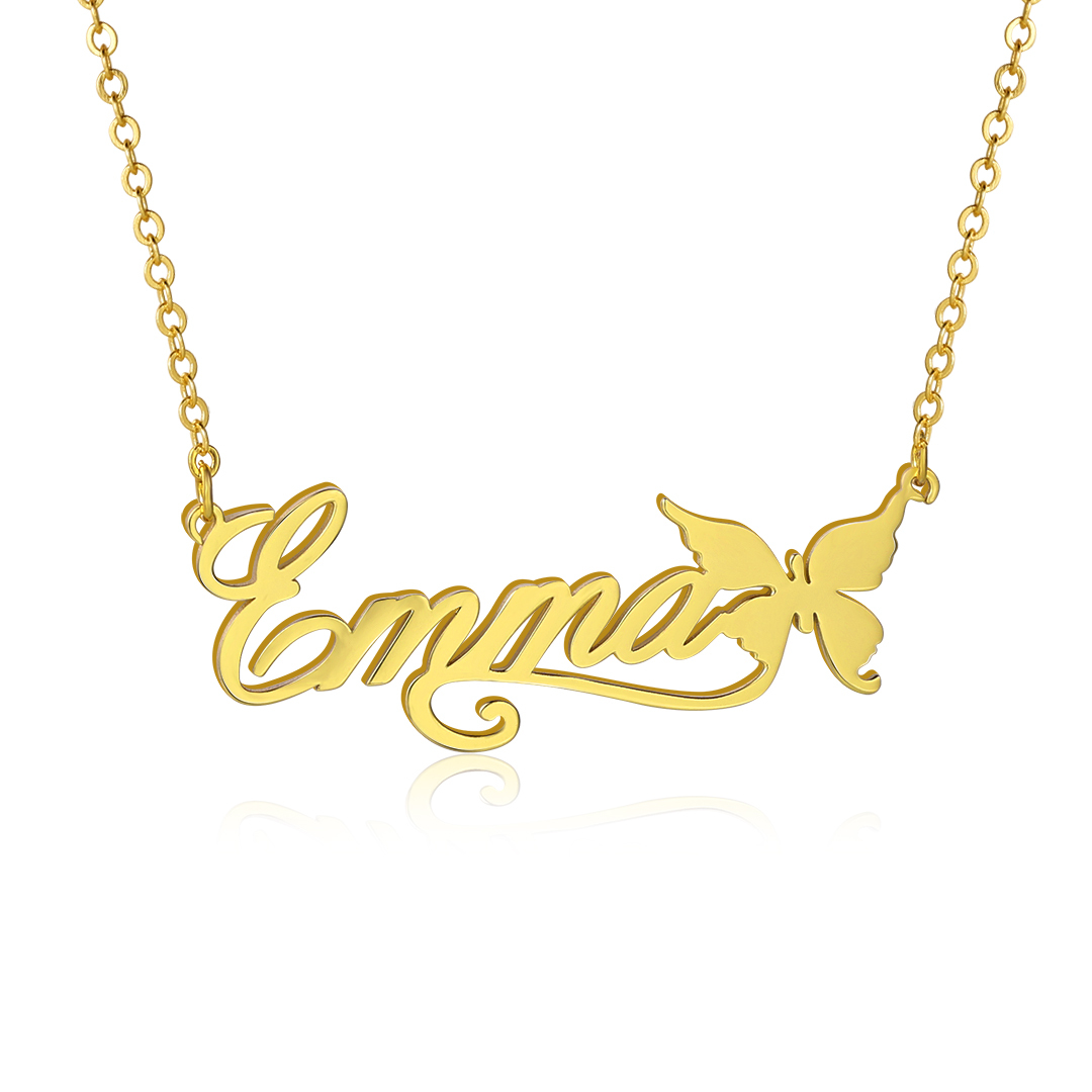 Personalised Butterfly Necklace Custom 1 Name Necklace Gift For Women-Jessemade AU
