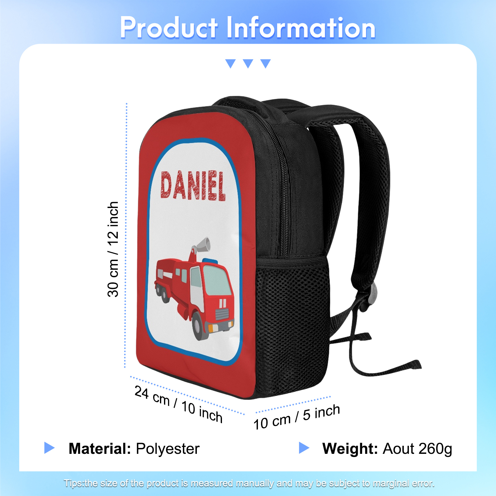 Custom Name Schoolbag Red Rescue Vehicle Backpack Personalised School Bag for Kids-Jessemade AU