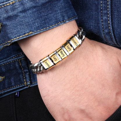 Personalised Cuban Chain Bracelet Customised Name Bracelet with 1 Beads