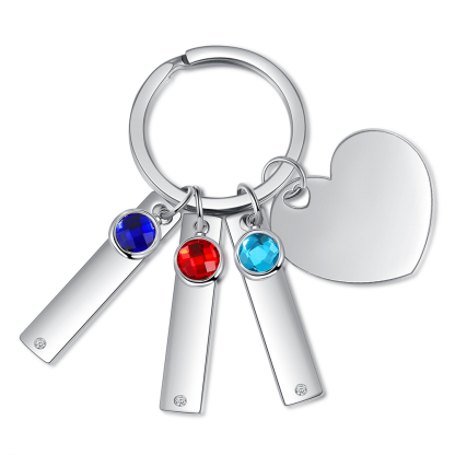 Personalised Birthstone Keychain Engraved 3 Names Keychain Gifts For Her-Jessemade AU