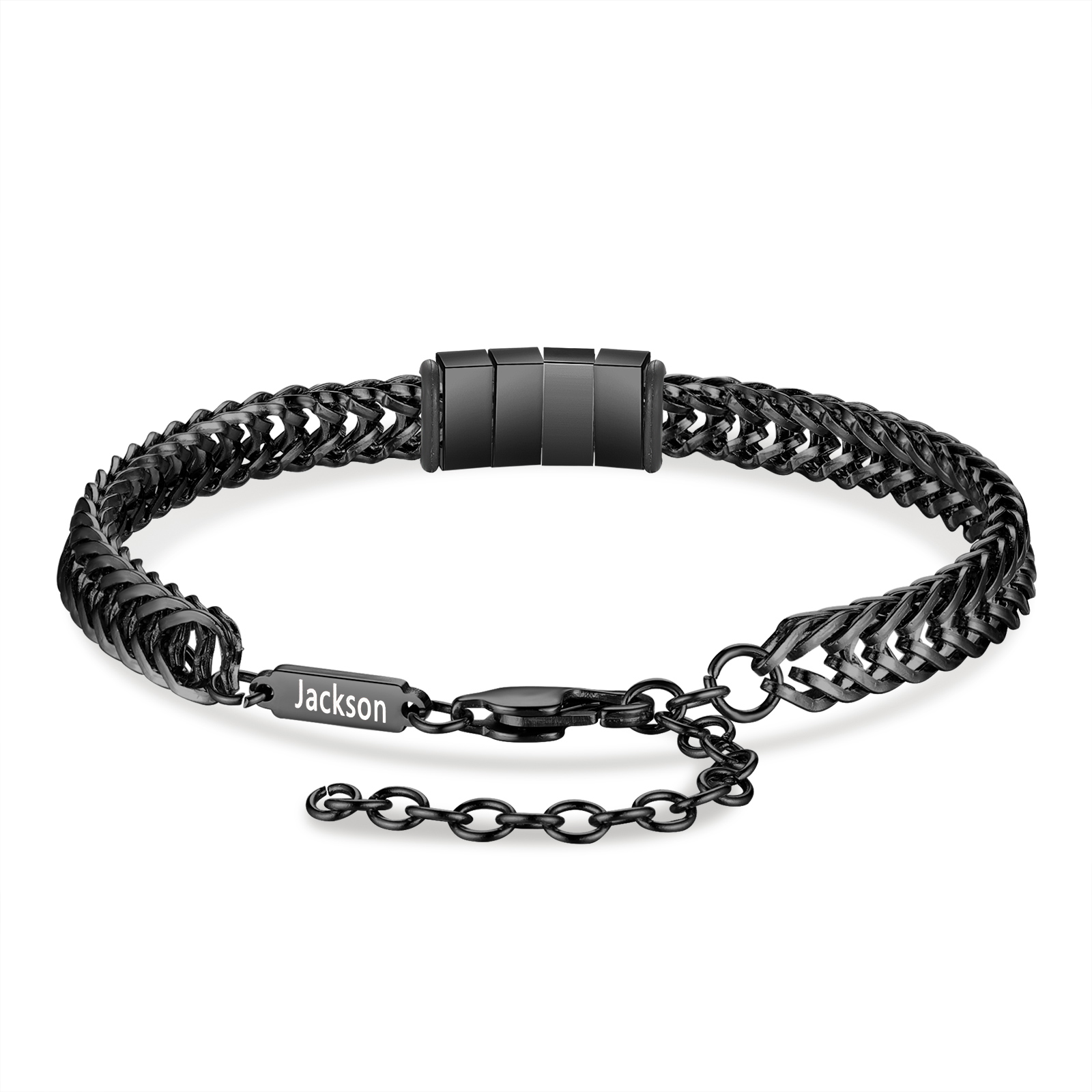 Personalised Men's Beaded Bracelet Custom 5 Names Adjustable Bracelets Stainless Steel Gifts for Him-Jessemade AU