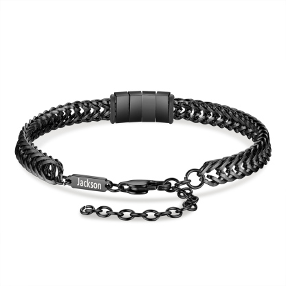 Personalised Men's Beaded Bracelet Custom 5 Names Adjustable Bracelets Stainless Steel Gifts for Him-Jessemade AU