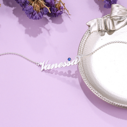 Custom Birthstone Name Necklace-Jessemade AU