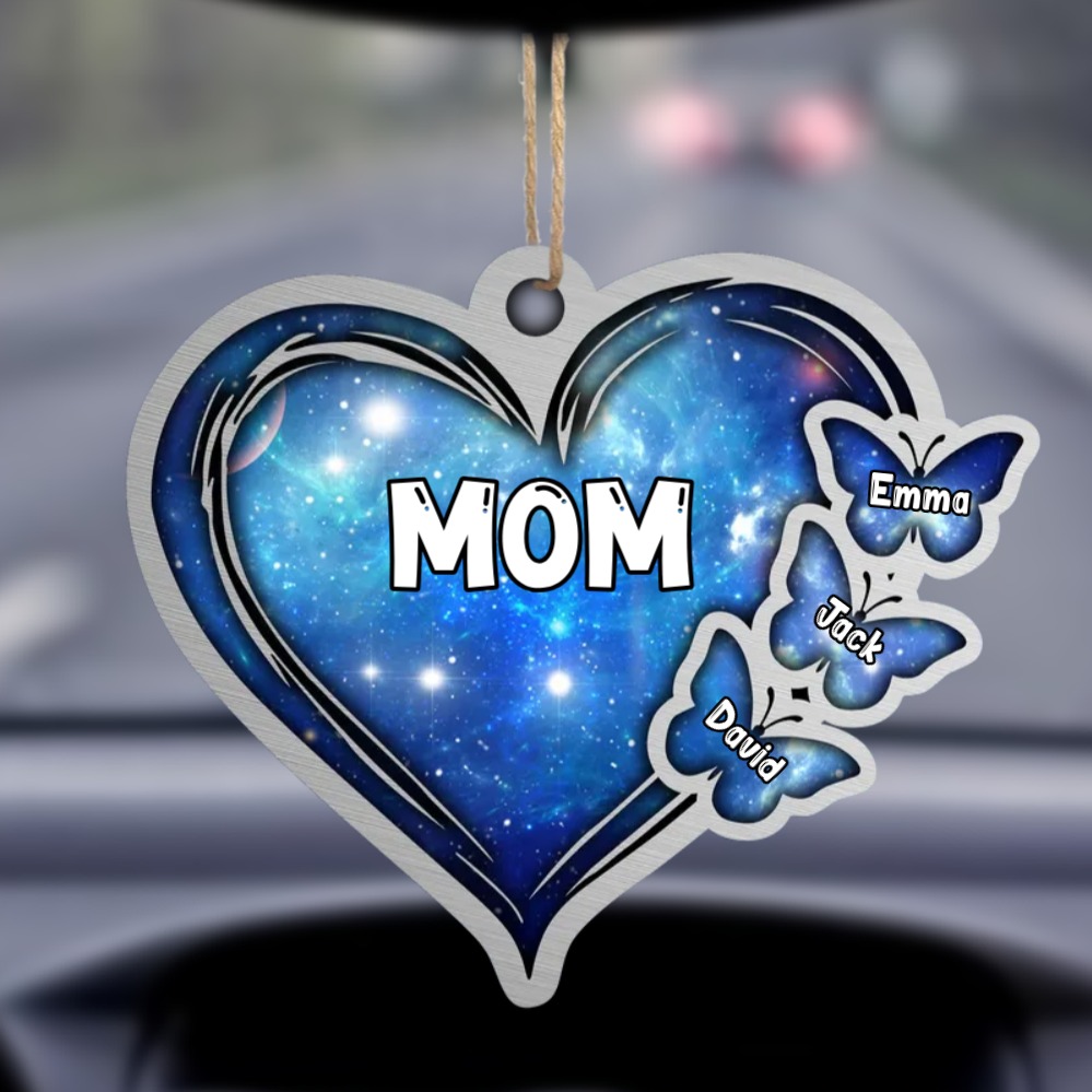 Multi Colors Personalised Acrylic Ornament Sparkling Heart Butterfly Ornament Customised Name Gift for Grandma Mother-Jessemade AU