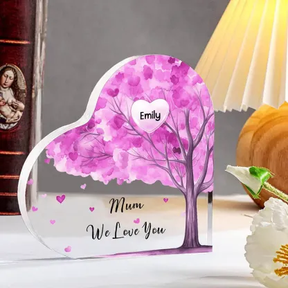 1 Name - Personalised Acrylic Heart Keepsake Custom Text Purple Tree Ornaments Gifts for Grandma/Mother-Jessemade AU