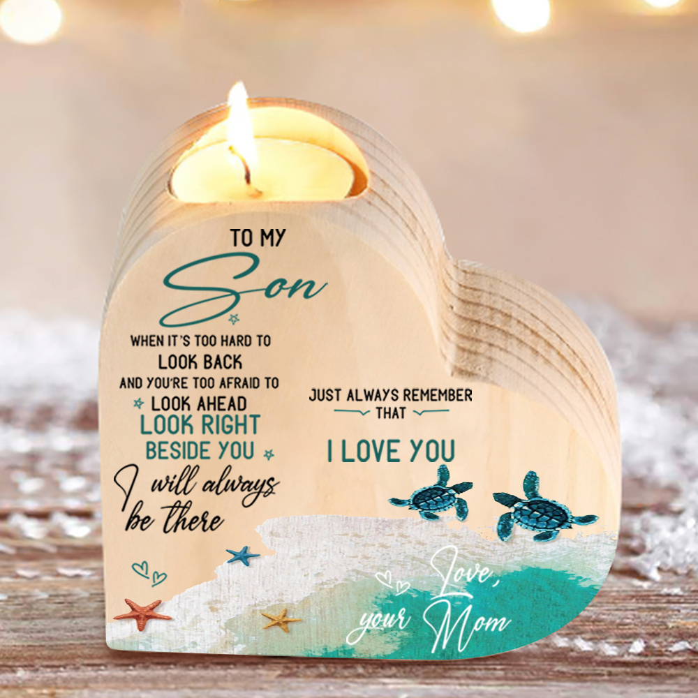 To My Son Wooden Heart Candle Holder "I will always be there " Gifts For Son-Jessemade AU