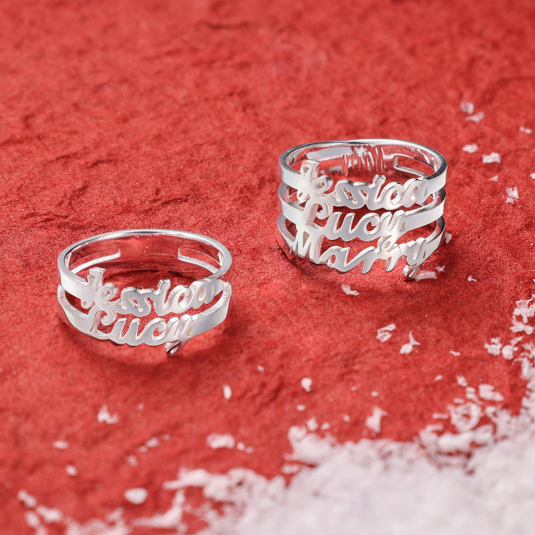 Personalised Name Ring Custom 3 Names Ring Gifts For Women-Jessemade AU