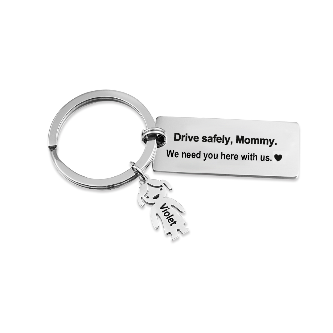 To My Dad Grandpa 1 Kid Charm Keychain "Drive Safely, Daddy"-Jessemade AU