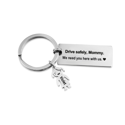 To My Dad Grandpa 1 Kid Charm Keychain "Drive Safely, Daddy"-Jessemade AU