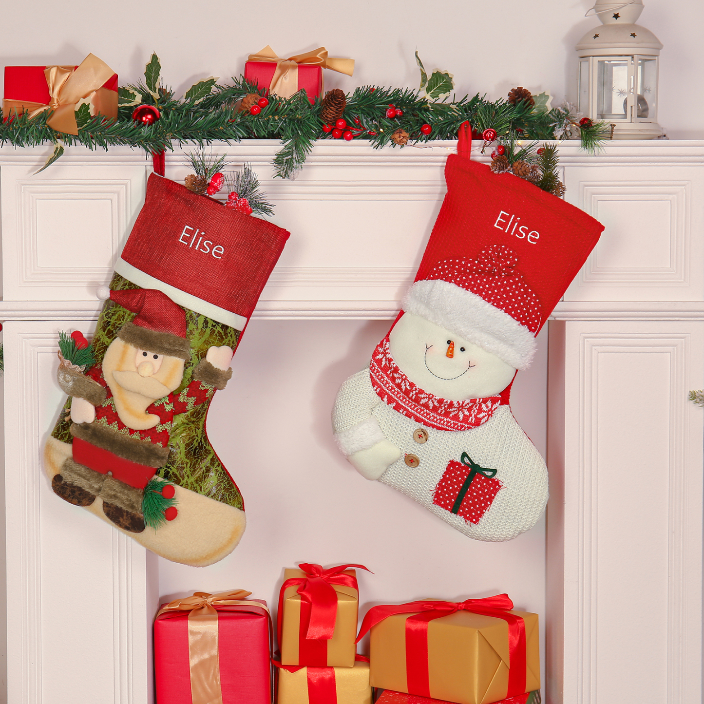 Personalised Christmas Stockings Ornaments Custom 1 Name Christmas Socks Gifts for Family Friends-Jessemade AU