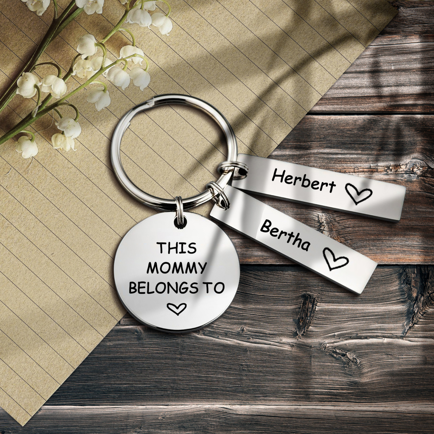 2 Names - Personalised Name Keychain Stainless Steel Keychain Special Gift for Mommy/Mummy-Jessemade AU