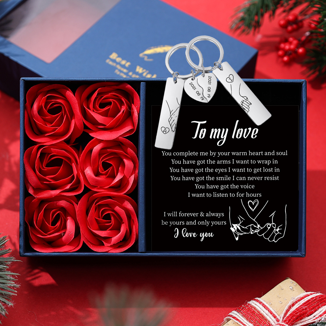 Personalised Hand in Hand Couple Keychain Set Engrave Name Matching Couple Gifts-Jessemade AU