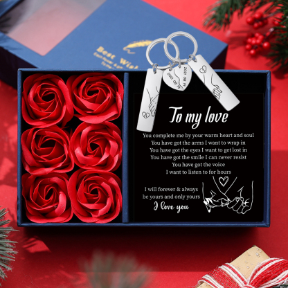 Personalised Hand in Hand Couple Keychain Set Engrave Name Matching Couple Gifts-Jessemade AU