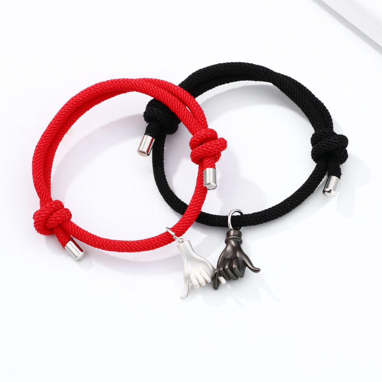 2PCS Drag Hook  Handshake Couple Bracelet Holding Hands Pendant Bracelet for Him Her-Jessemade AU