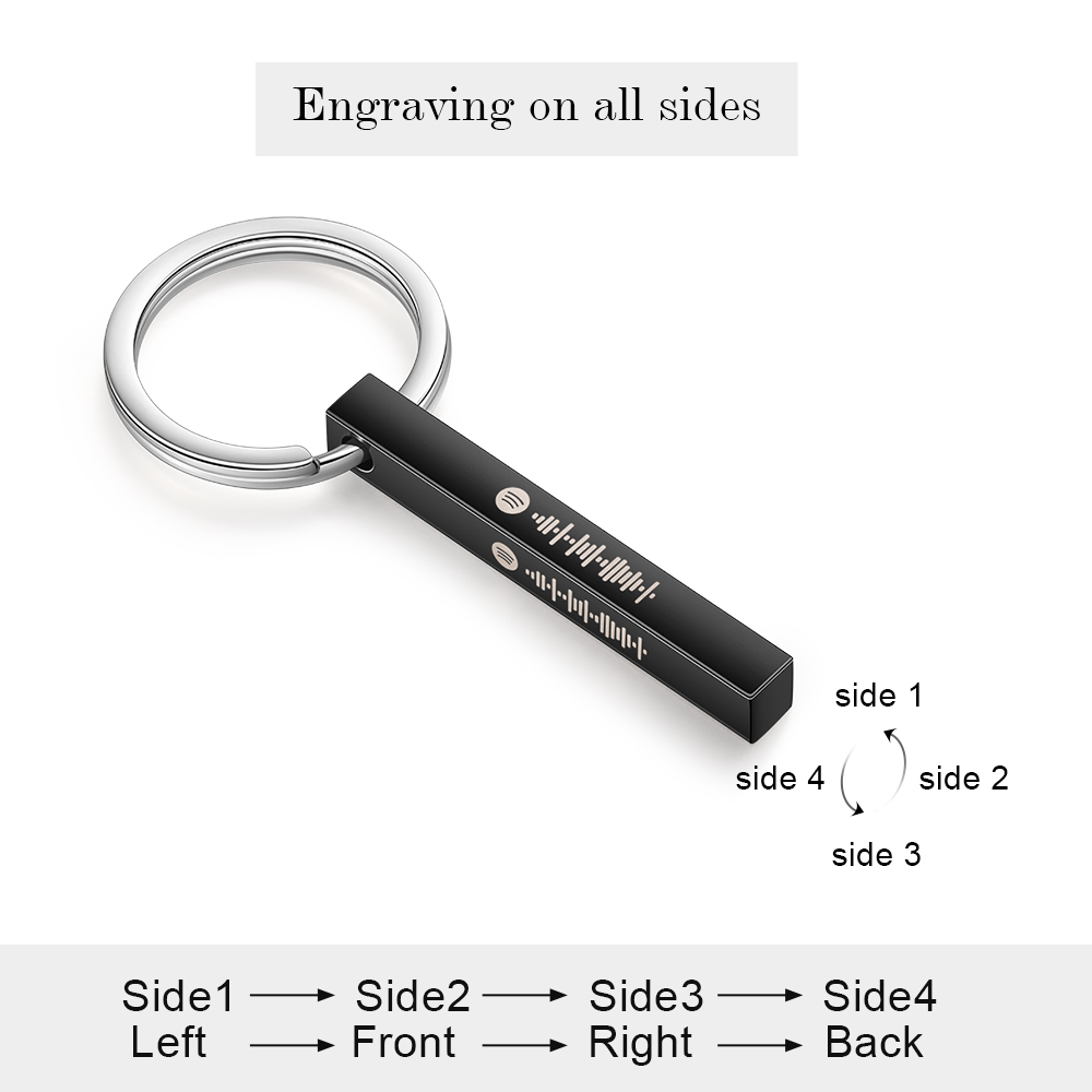 Personalised 3D Bar Keychain 4 Side Vertical Bar Keychain Gifts For Her-Jessemade AU