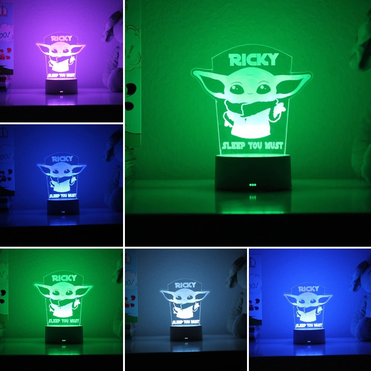 Personalised Baby Yoda Home Decoration Lamp With Custom Name Night Light Kid's Bedroom Decor Children's LED Light-Jessemade AU