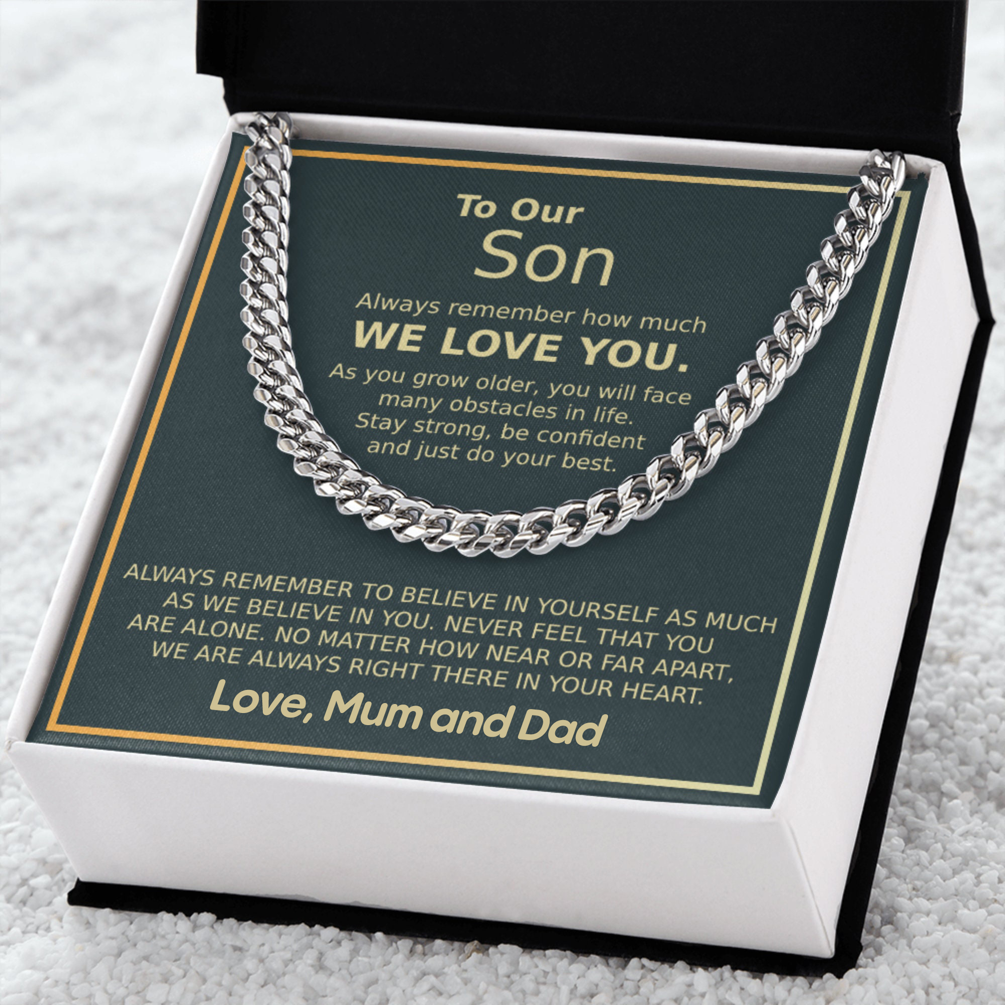 To Our Son Necklace Cuban Link Chain Necklace Gift Set - Always Remember How Much We Love You