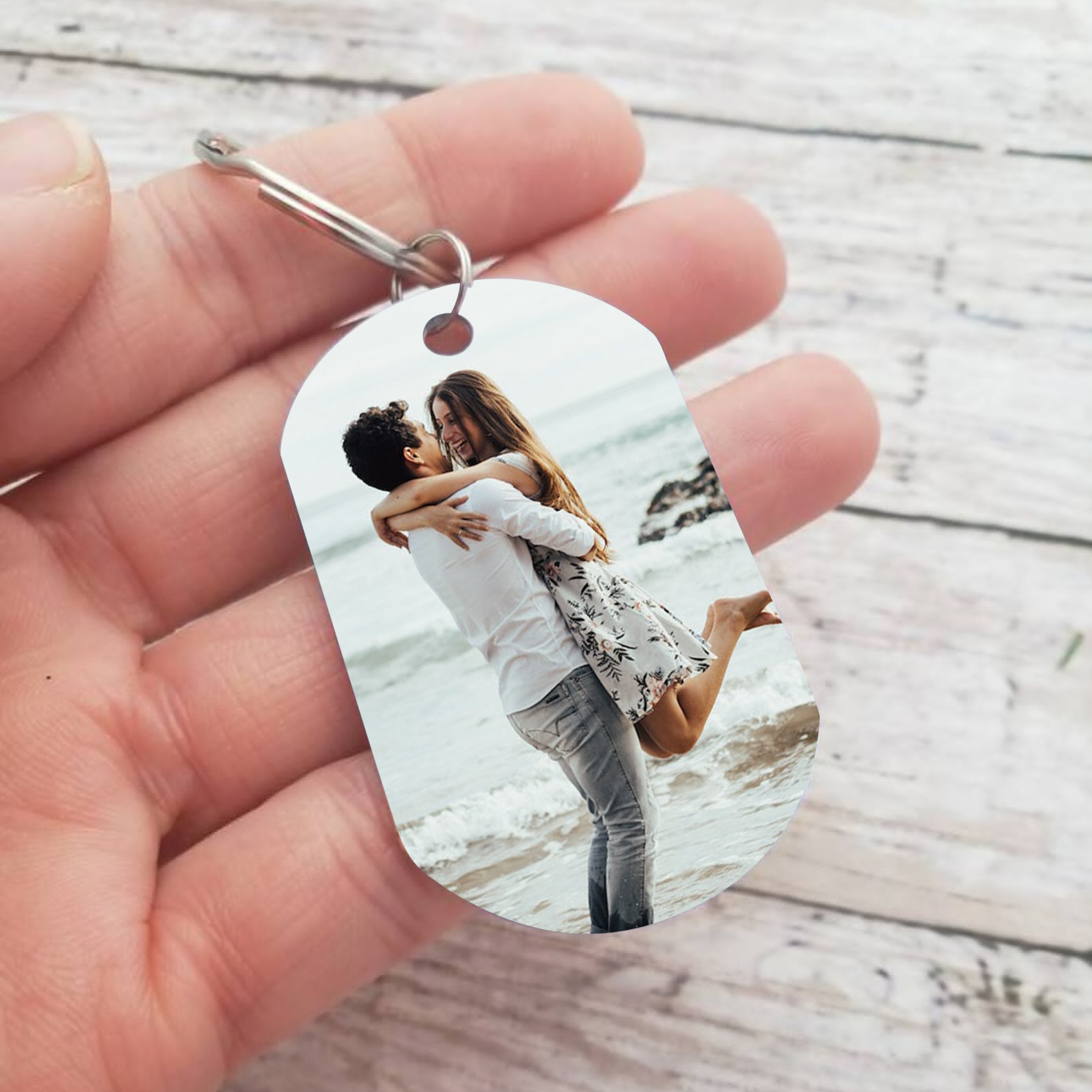 To My Love/Man Couple Keychain Custom Photo Stainless Steel Keyring Valentine's Day Gift for Couples-Jessemade AU