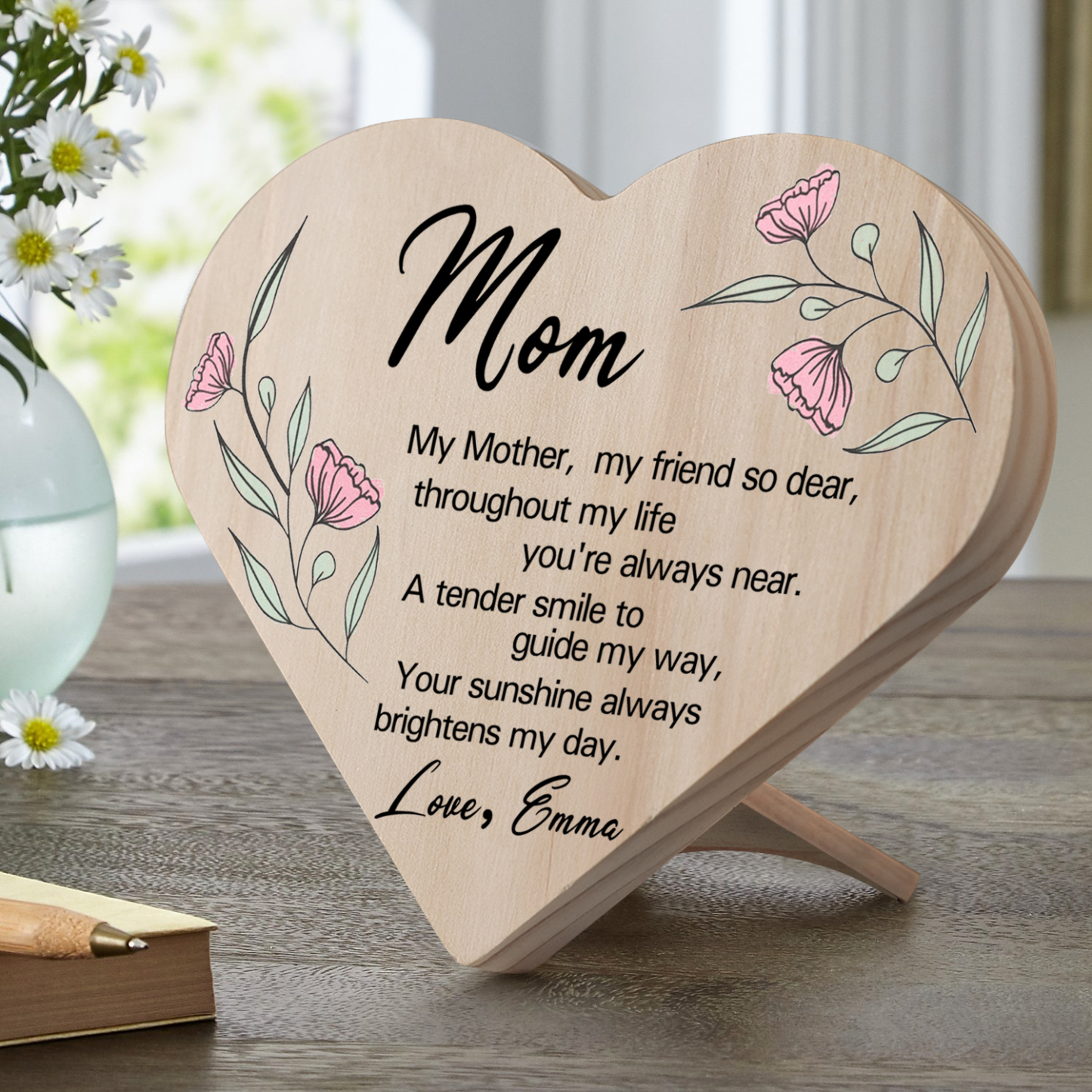 To My Mom Personalised Wooden Heart Keepsake Desktop Ornament "For all the times I forgot to thank you" Mothers Gifts-Jessemade AU