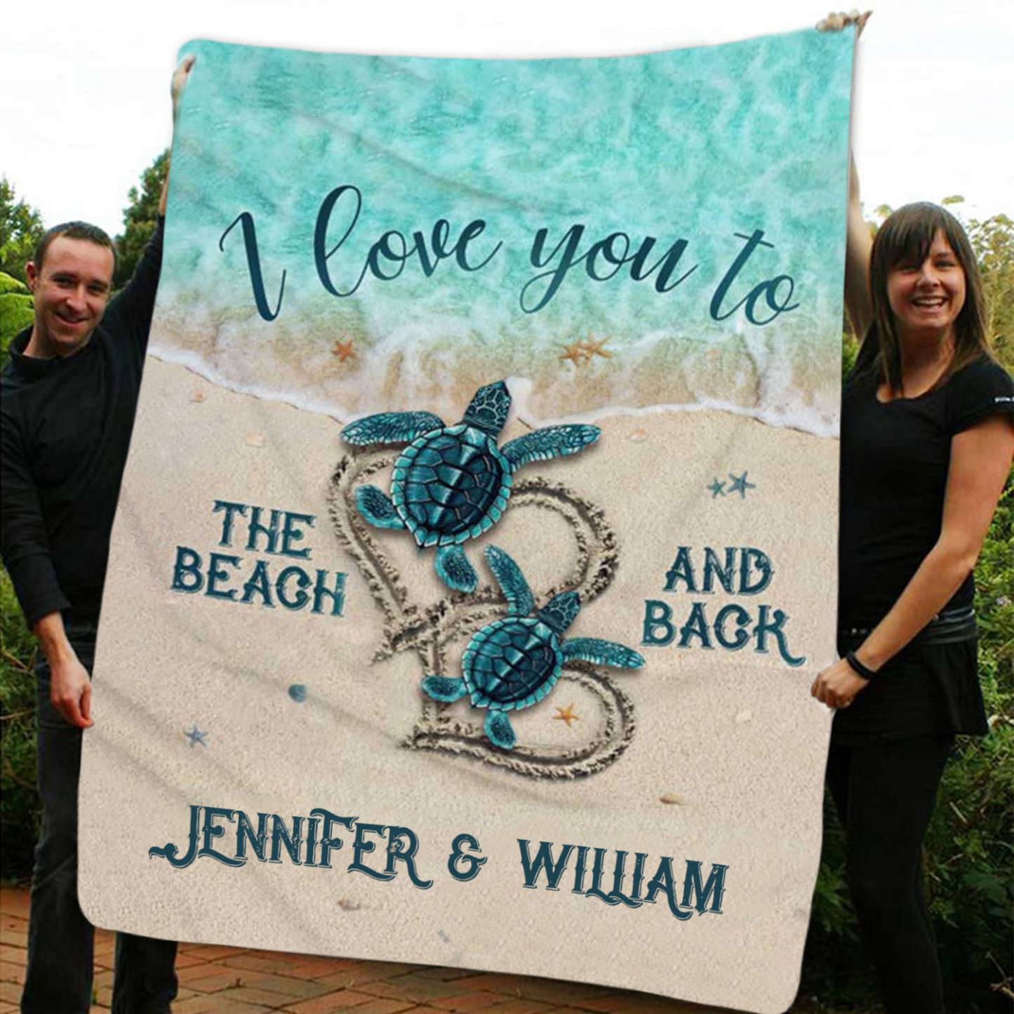 Personalised Couple Blanket Engrave Name Sweet Gift "I love you to the beach and back"-Jessemade AU