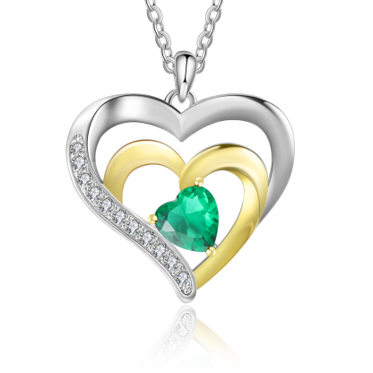 1 Name - Personalised Heart Pendant Necklace Custom Birthstone Engraved Text Necklace Gift for Her-Jessemade AU