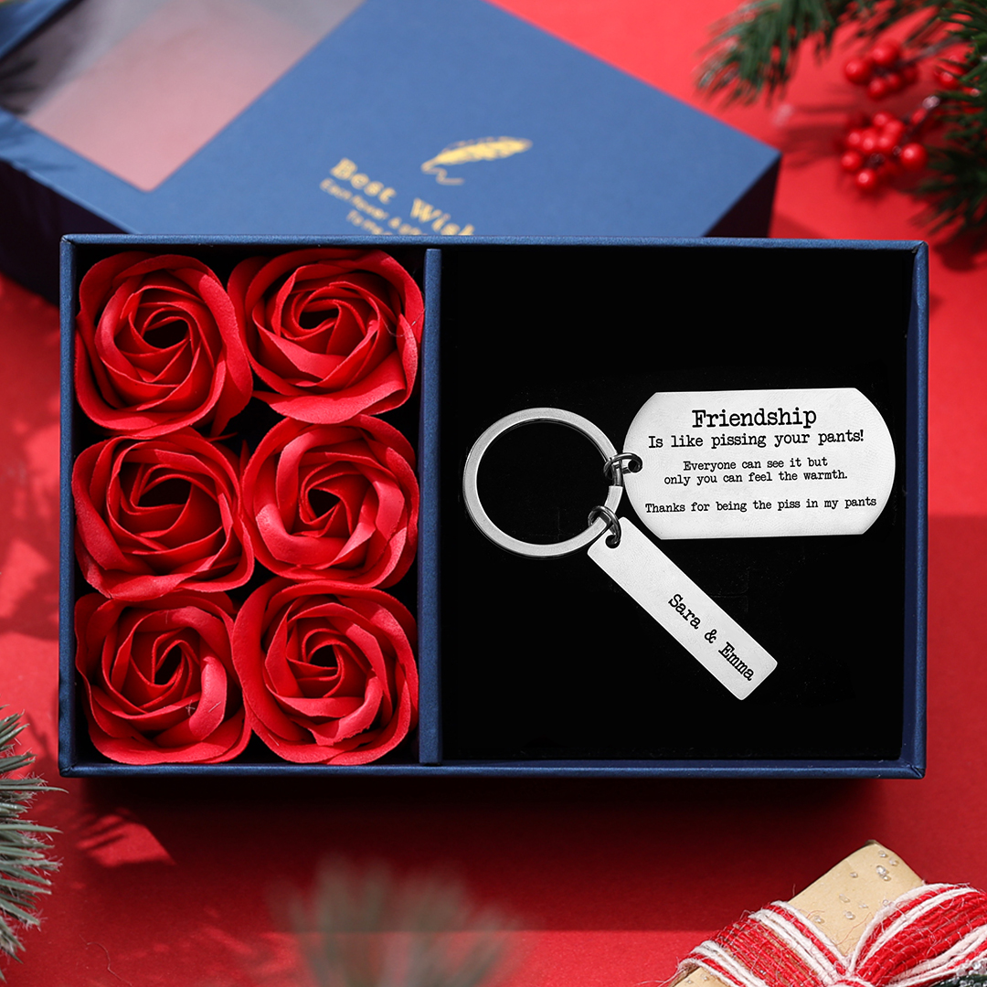 Personalised 2 Names Friendship Keychain "Thanks For Being The Piss In My Pants"-Jessemade AU