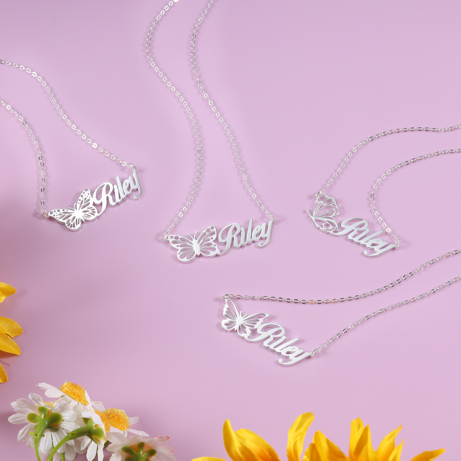 Personalised Birth Month Butterfly Name Necklace Classic Jewelry Gift For Her-Jessemade AU