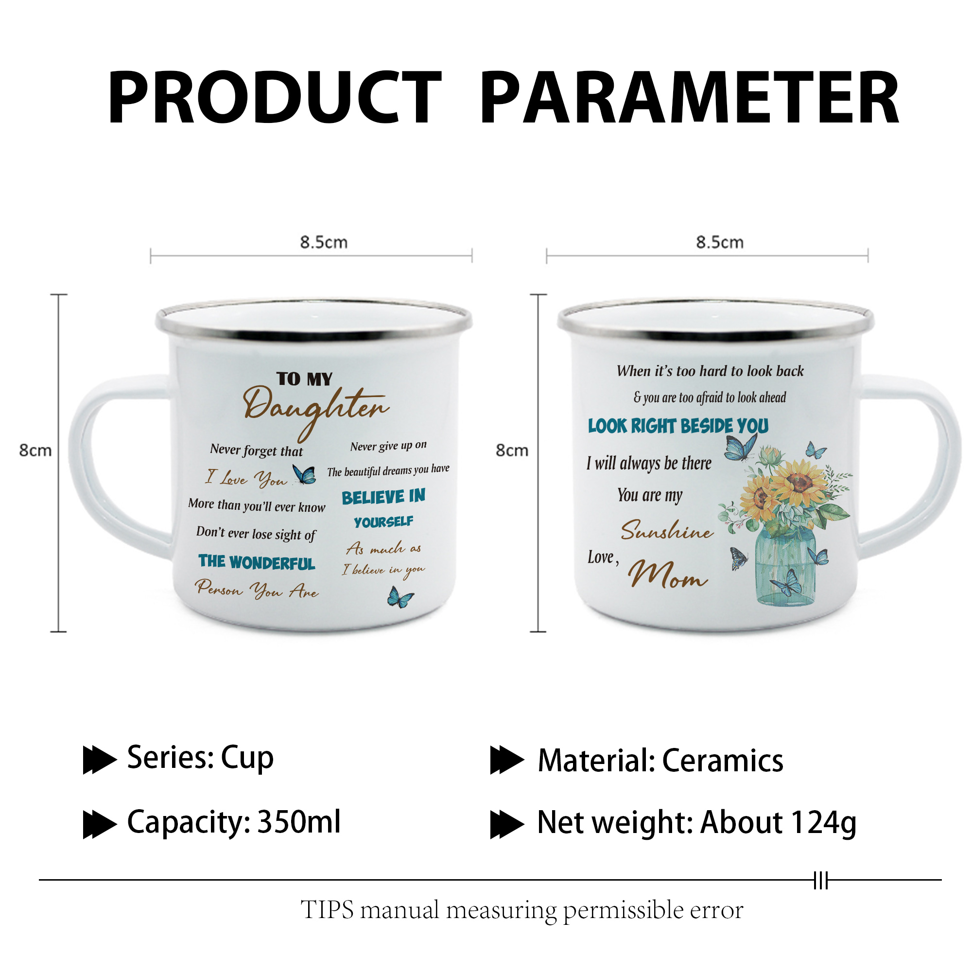 To My Daughter Enamel Mug Mom to Daughter Sunflowers Cup - Never Forget That I Love You-Jessemade AU