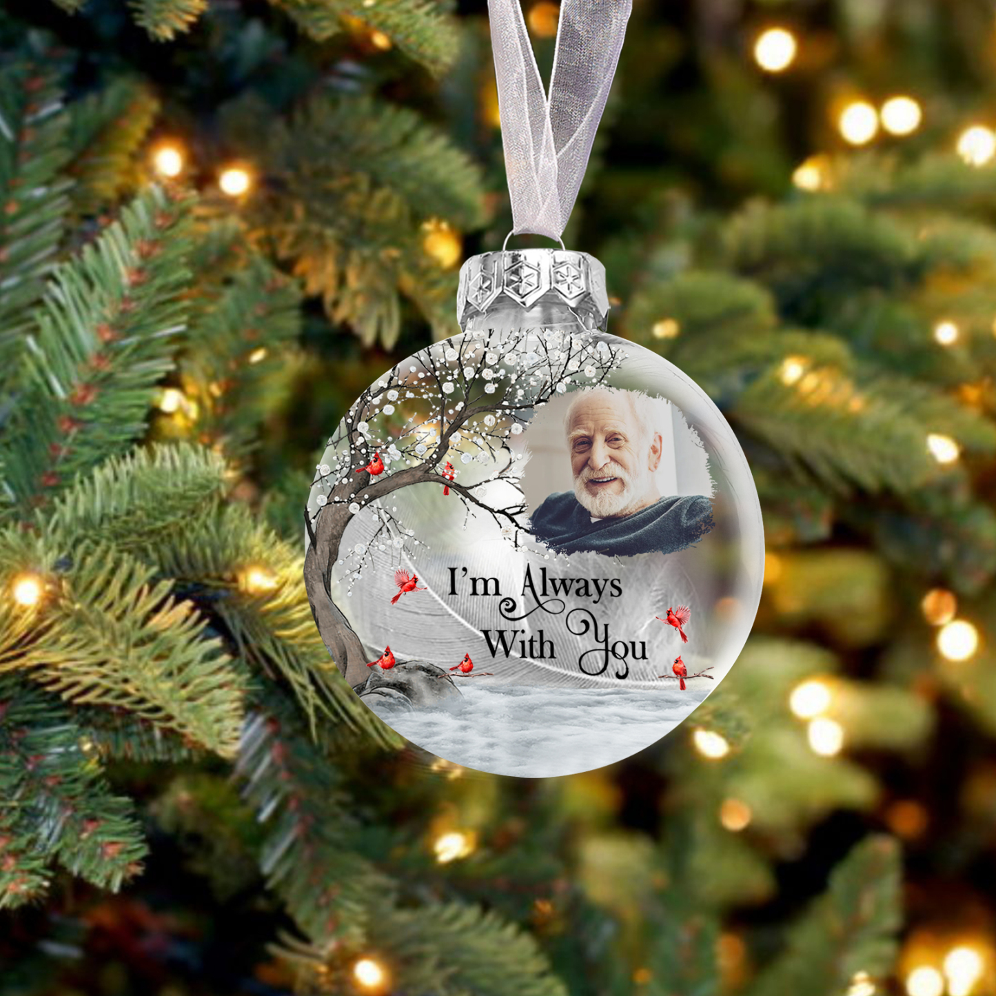 Memorial Ball Feather Ornaments Custom Photo Christmas Hanging Ornament - I'm Always With You-Jessemade AU