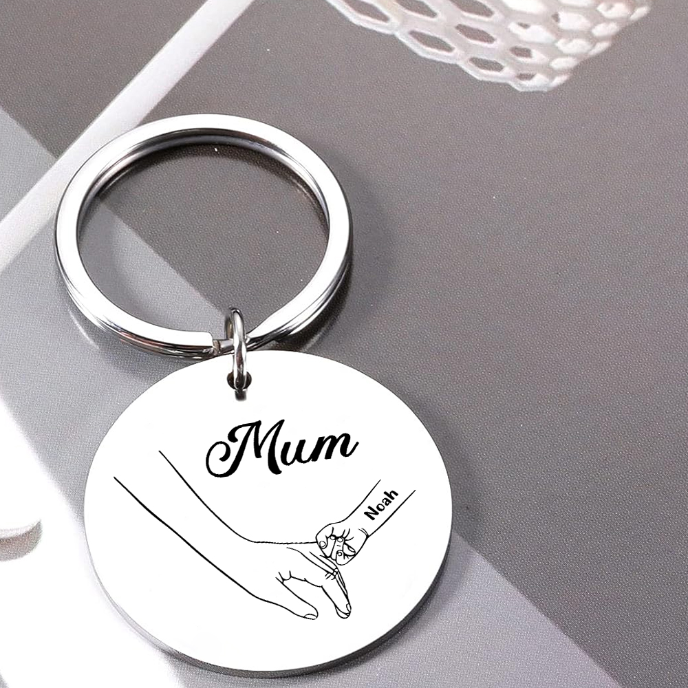 1 Name - Personalised Text Keychain Holding Hands Keychain Mother's Day Gifts For Grandma/Mother-Jessemade AU