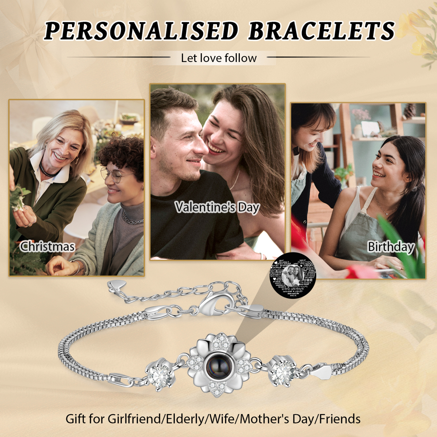 Personalised Projection Bracelet Customised Photo Bracelet Adjustable Bracelet Creative Gift for Her-Jessemade AU