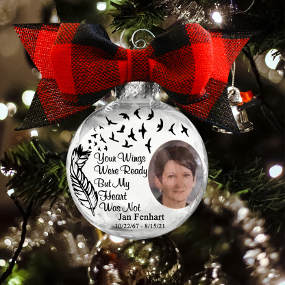 Personalised Photo Ball Ornament Your Wings Were Ready Memorial Ornament-Jessemade AU