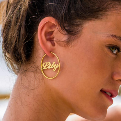 Personalised Name Hoop Earrings for Her-Jessemade AU