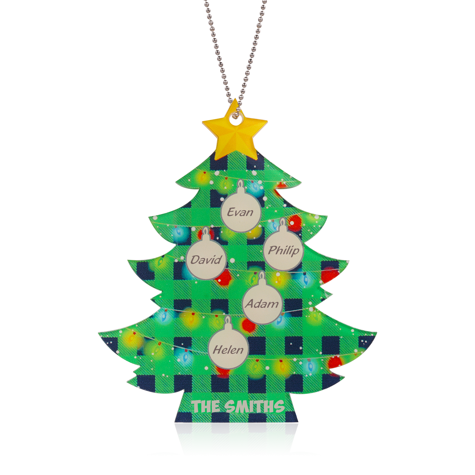 5 Names - Personalised Acrylic Christmas Tree Ornaments Customised Text & Name Xmas Pendant Gifts for Family Friends-Jessemade AU