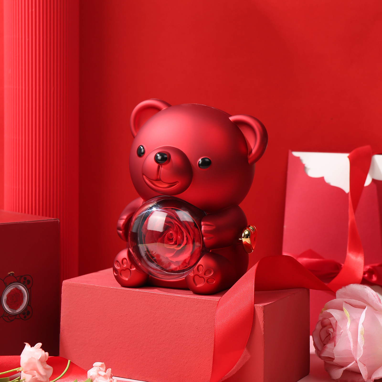Bear Exquisite Gift Box Red Pink Rose Gift Packaging-Jessemade AU