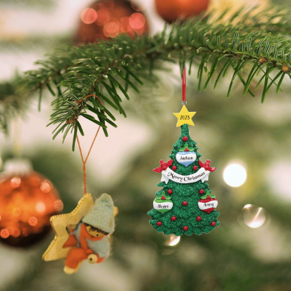 3 Names - Personalised Christmas Tree Ornaments Custom Text & Year Wooden Christmas Pendant Gifts for Family Friends-Jessemade AU